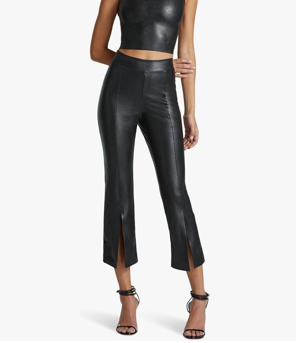 Commando Faux Leather 7/8 Split Front Black Pants Size Medium NWT 4 Way Stretch